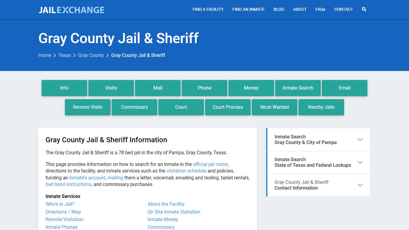 Gray County Jail & Sheriff, TX Inmate Search, Information